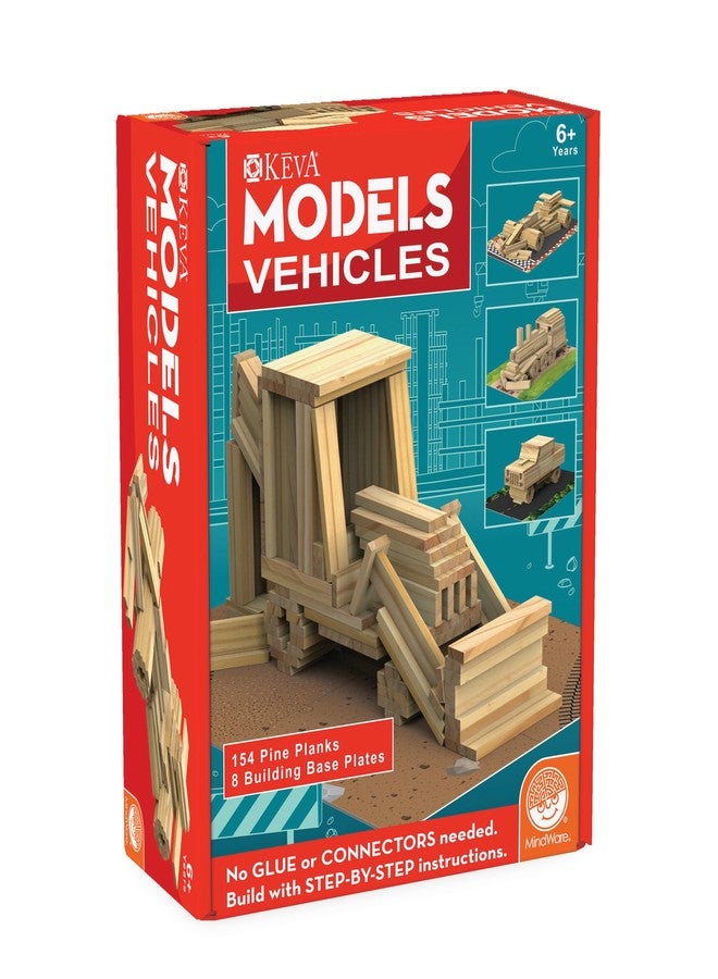 MindWare KEVA Models Vehicles - 154 Wooden Building Planks & Step-by-Step Instructions to Build Iconic Vehicles - Image 1
